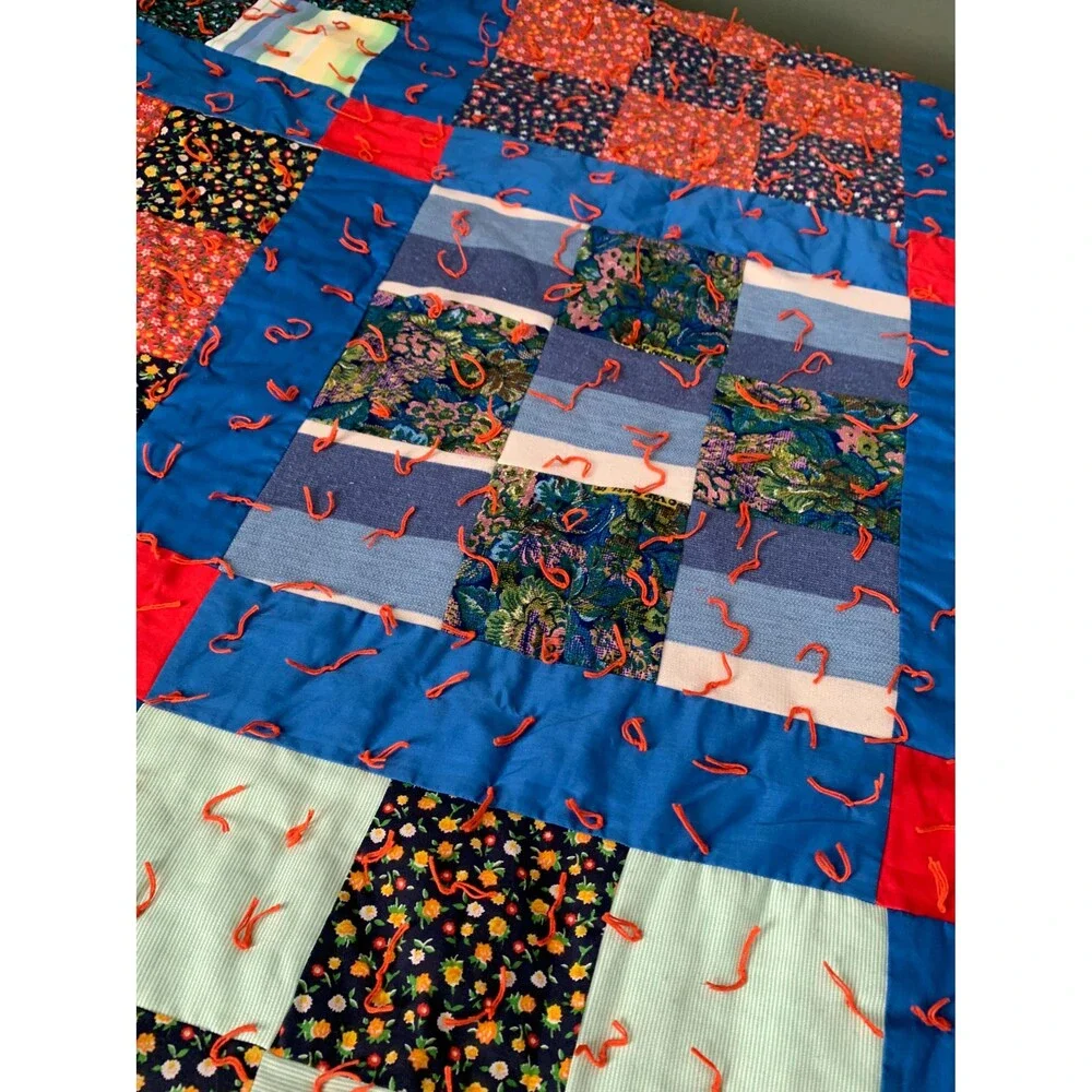 70’s Nine Square Nubby Quilt